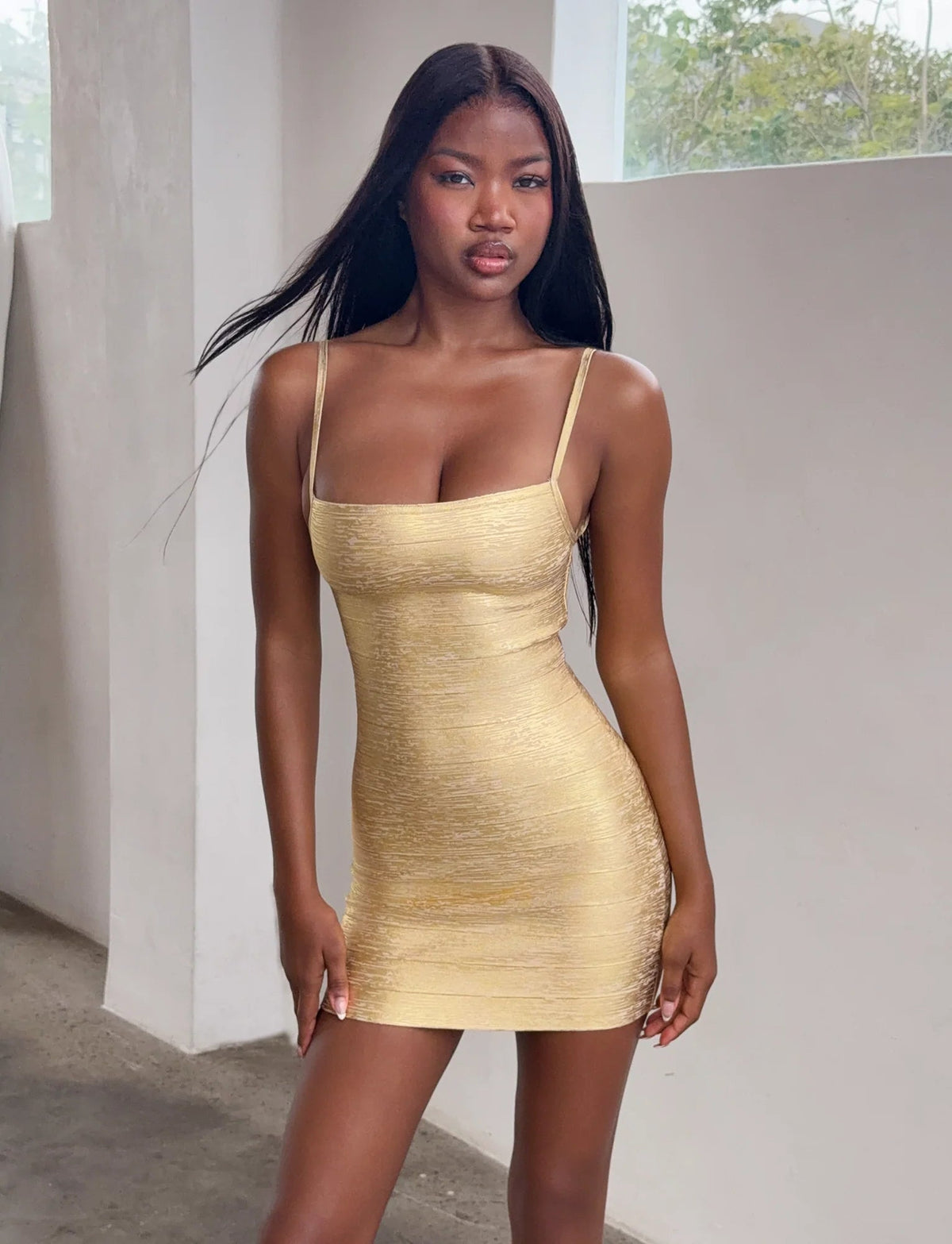 Camrynn Metallic Bandage Mini Dress