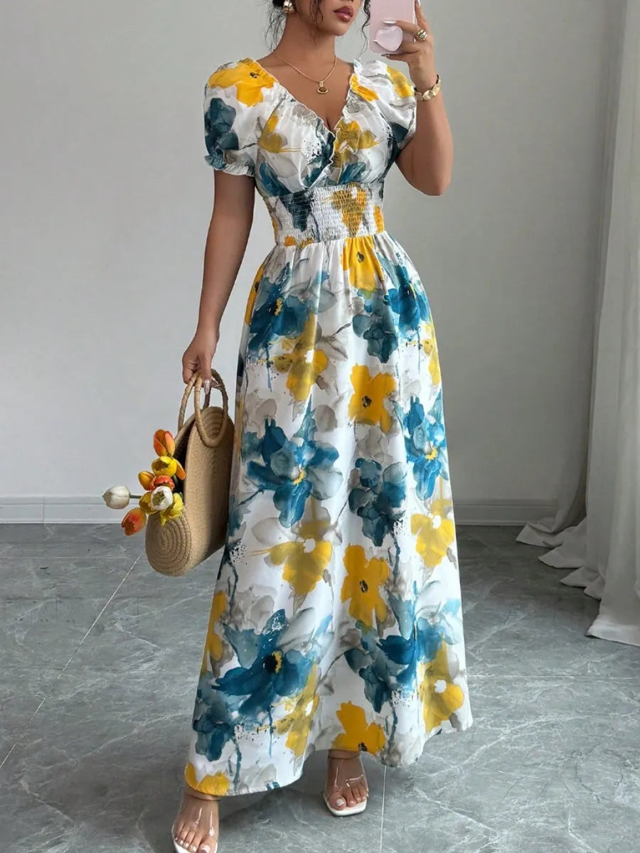 V-neck Floral Grace Maxi Dresses