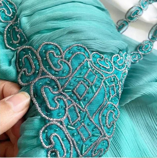 Green Vintage Fairy Beaded Short Chiffon Homecoming Dress Birthday Dress