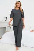 Loungewear Set Minimalist Versatile Slit Tunic Top & Pants