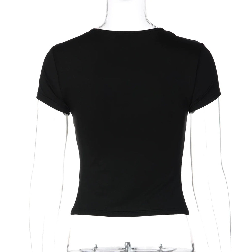 Samaira Lace Cut-Out Short Sleeve Top