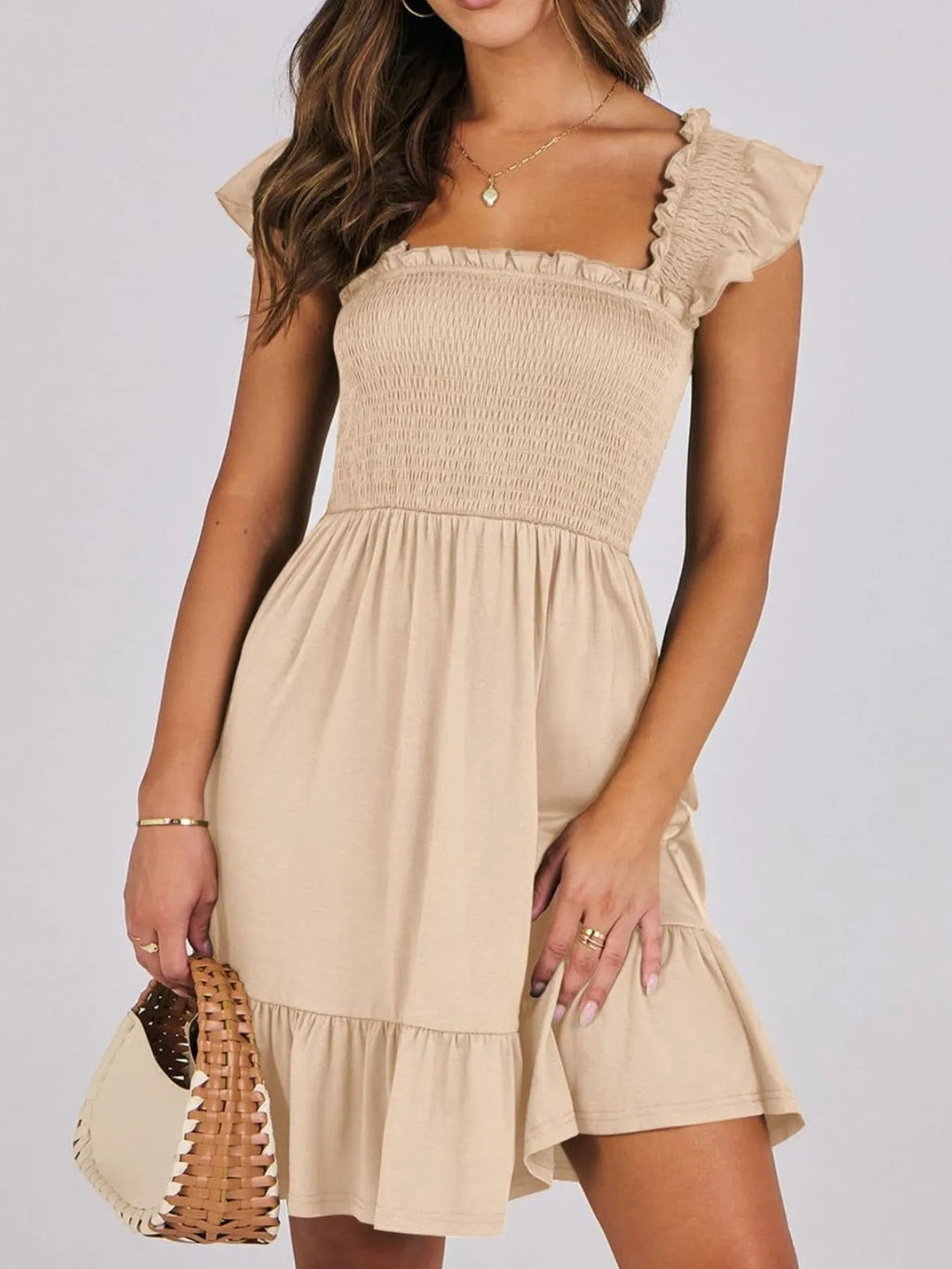 Smocked Cami Dress with Ruffle Hem