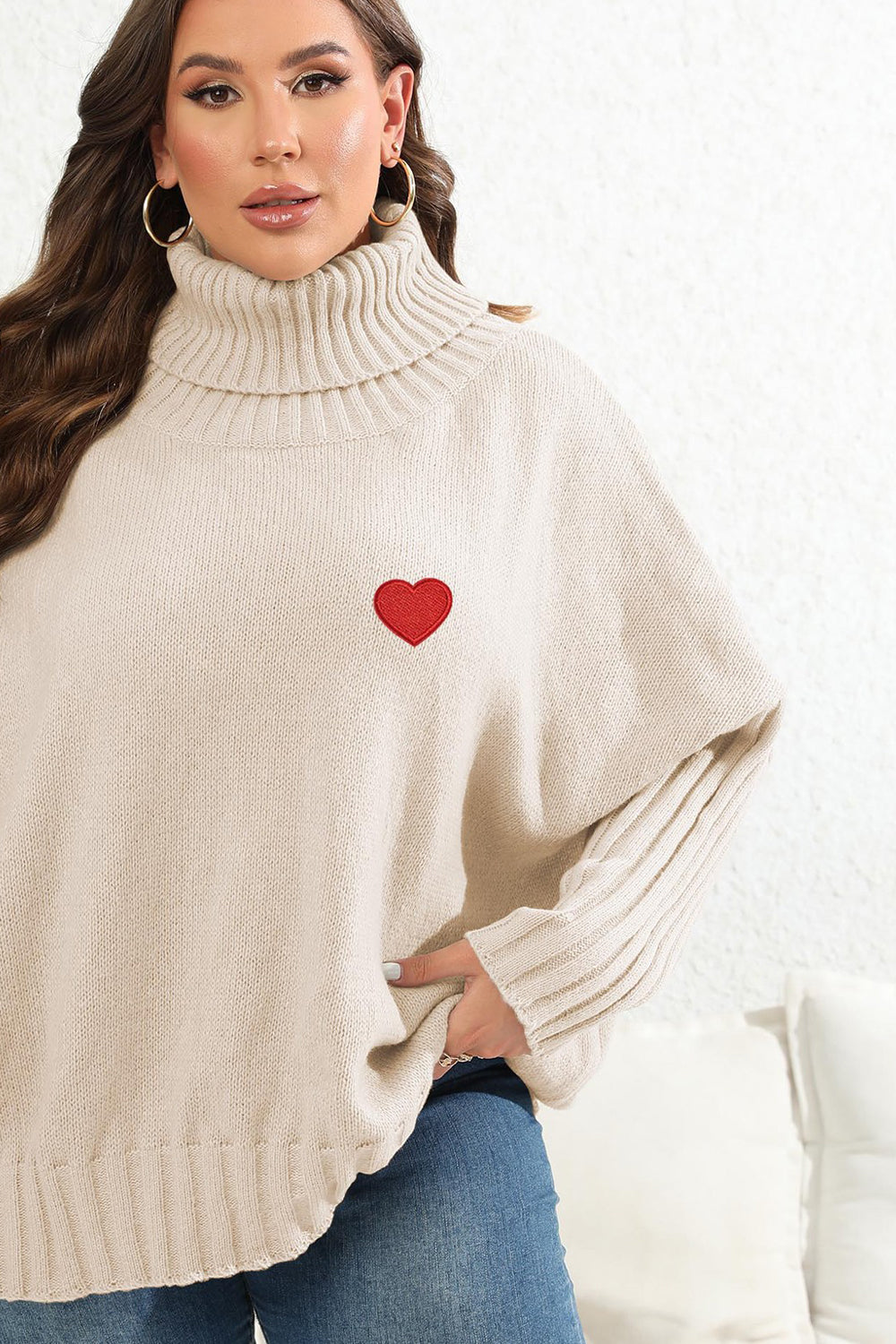 Sweater Cozy Turtleneck Dolman Sleeve Oversized Knit