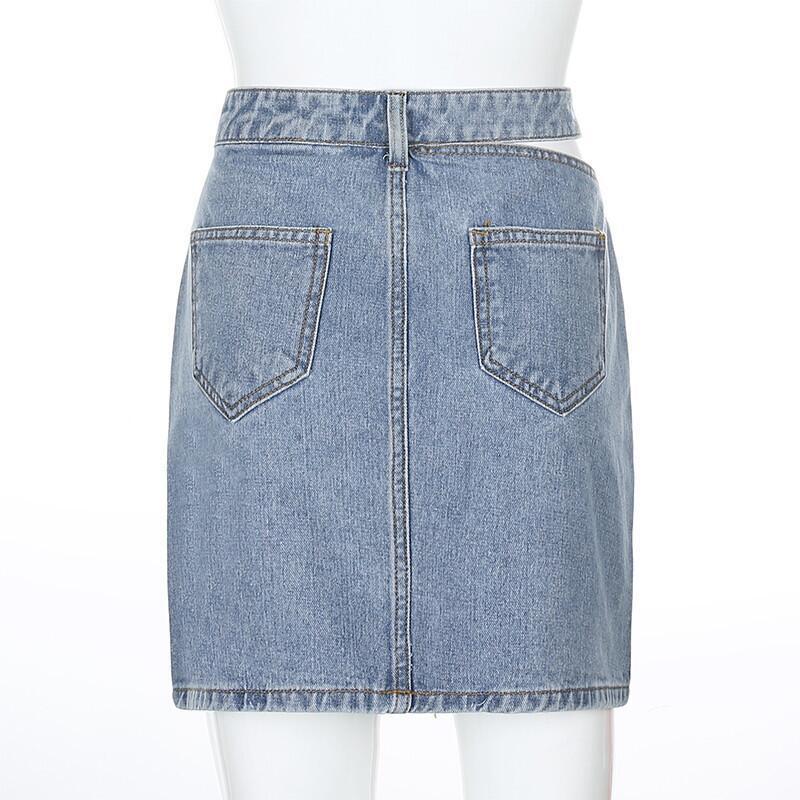 Women'S Fashion Casual Cut Out Denim Skirt