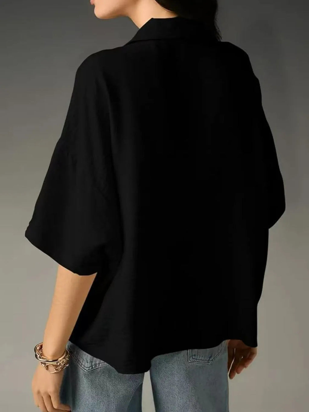 Polished Collared Half Sleeve Blouse