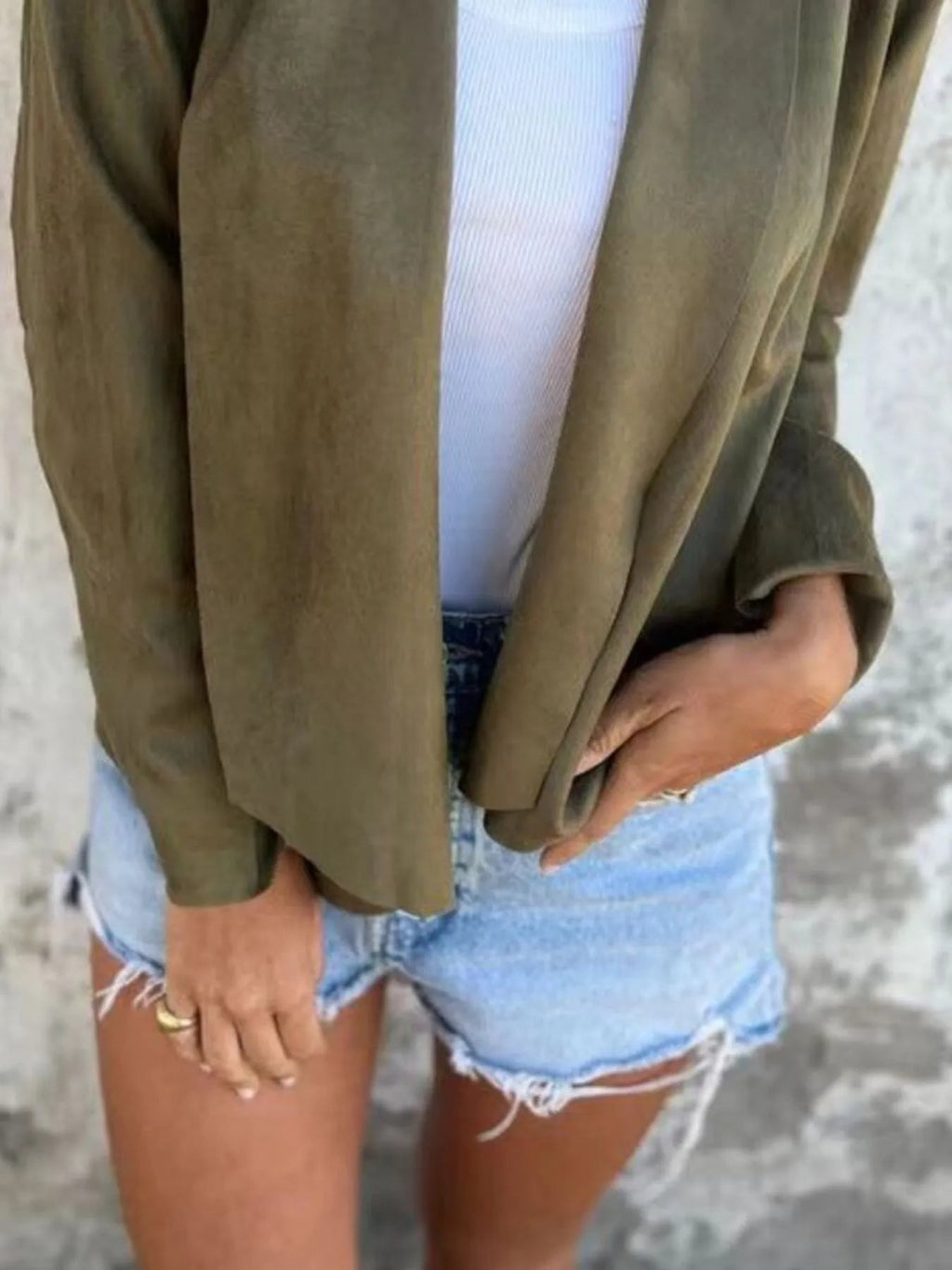 Plus Size Open Front Casual Cardigan