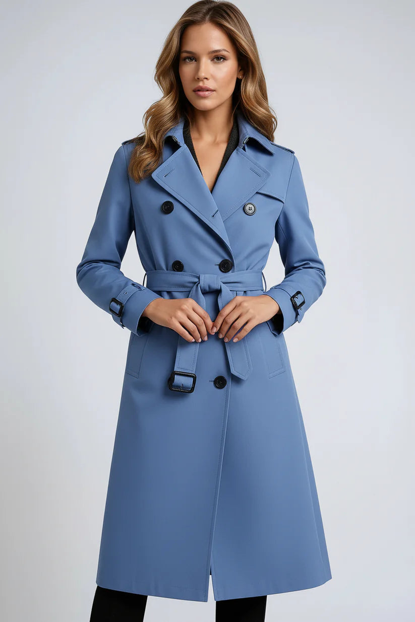 Women's Waterproof Long Trench Coat with Belt