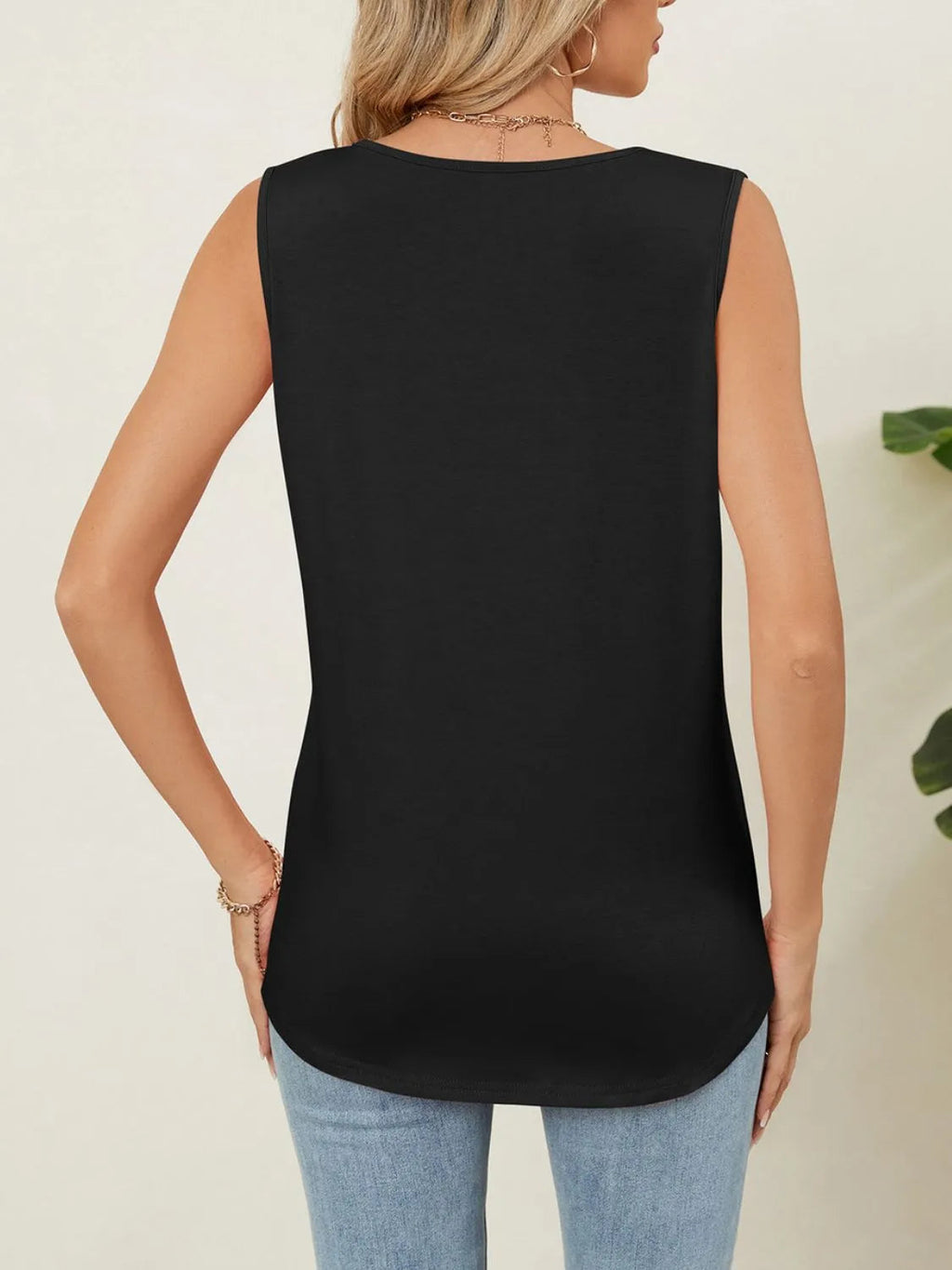 Tank Top Basic Casual Comfort Boho Chic Pleated Stretch