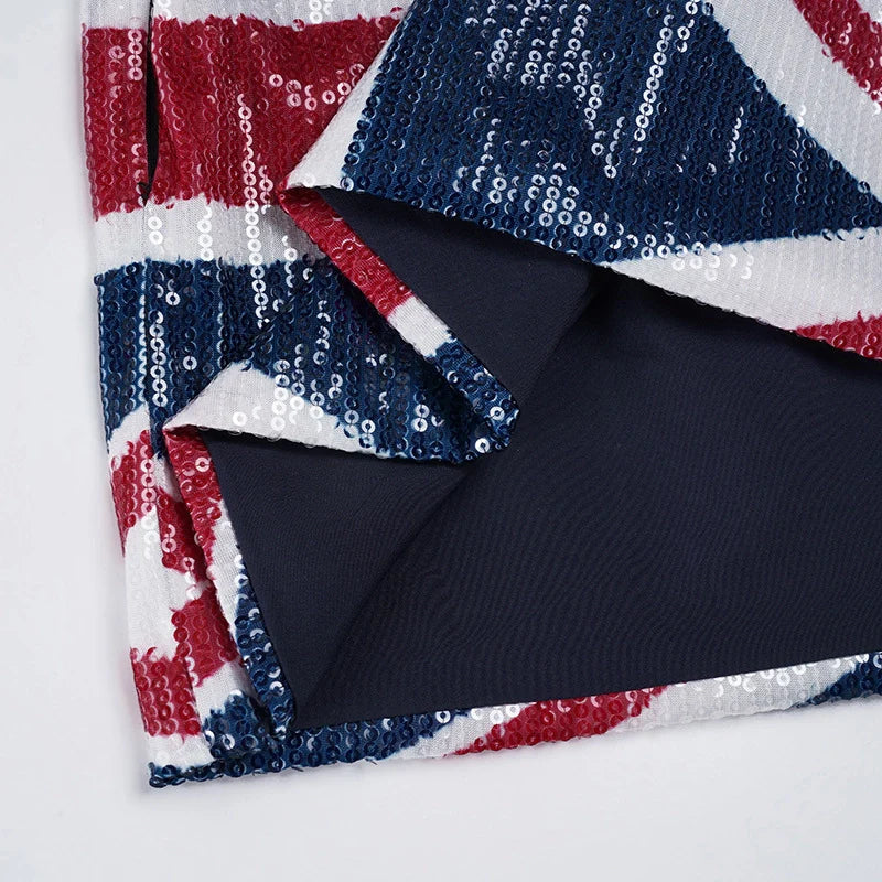 UK Flag Sequin Mini Skirt