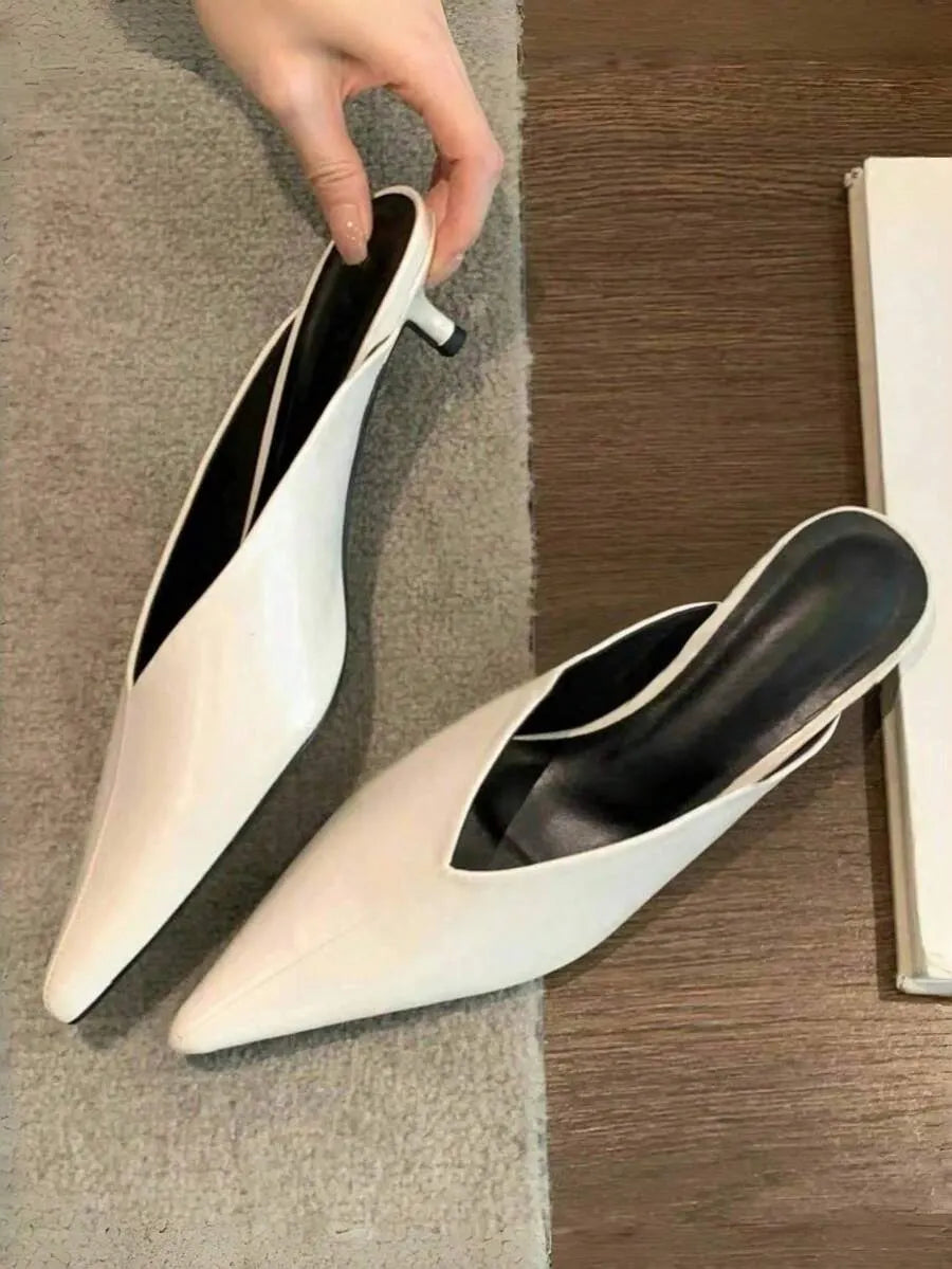 Elegant Pointed Toe Mule Sandals with Metal Buckle - Perfect for Fall-Winter 2025 Party Wear