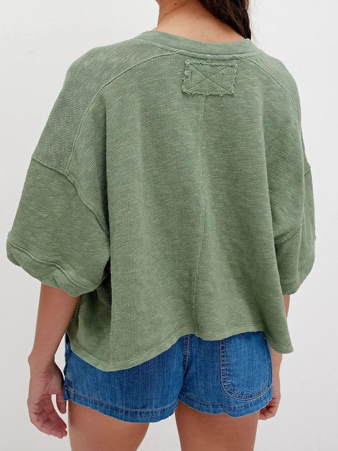 Shirt Basic Oversized Half Sleeve Button Front Boho