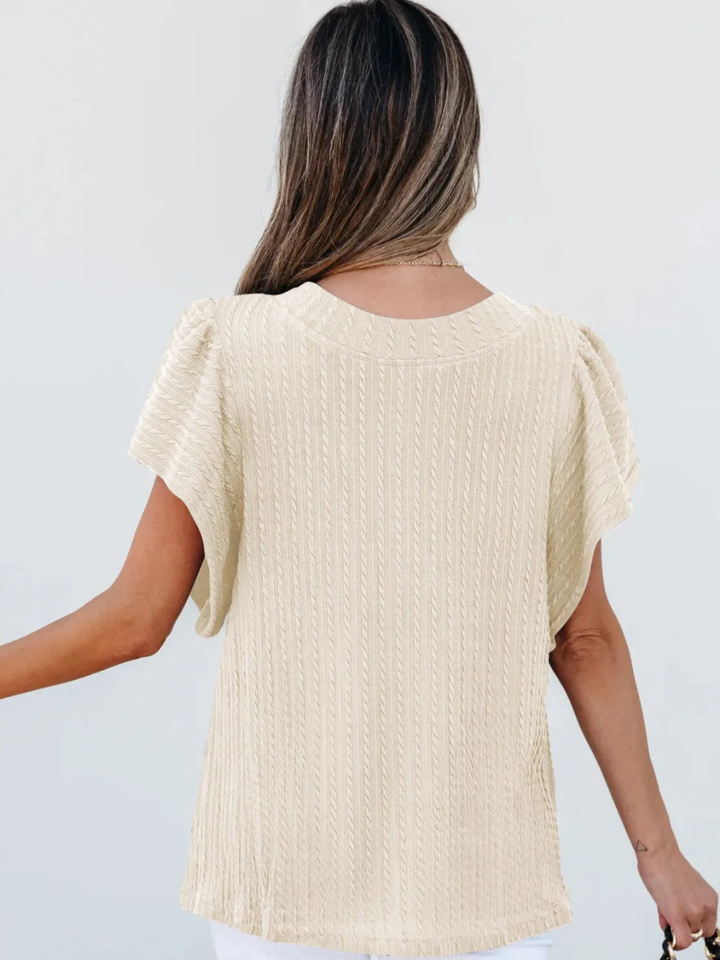 Blouse Top Casual Chic Boho Ruffle Sleeve Knit Elegant