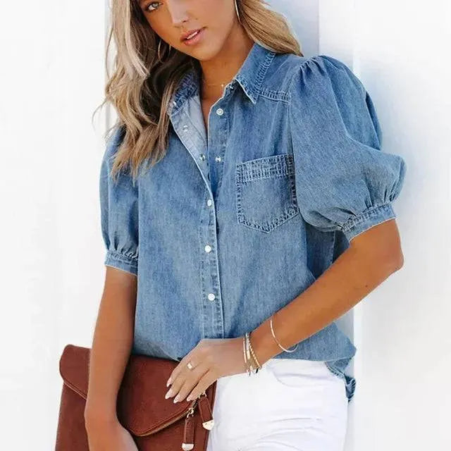 Evi - Denim short-sleeve shirt