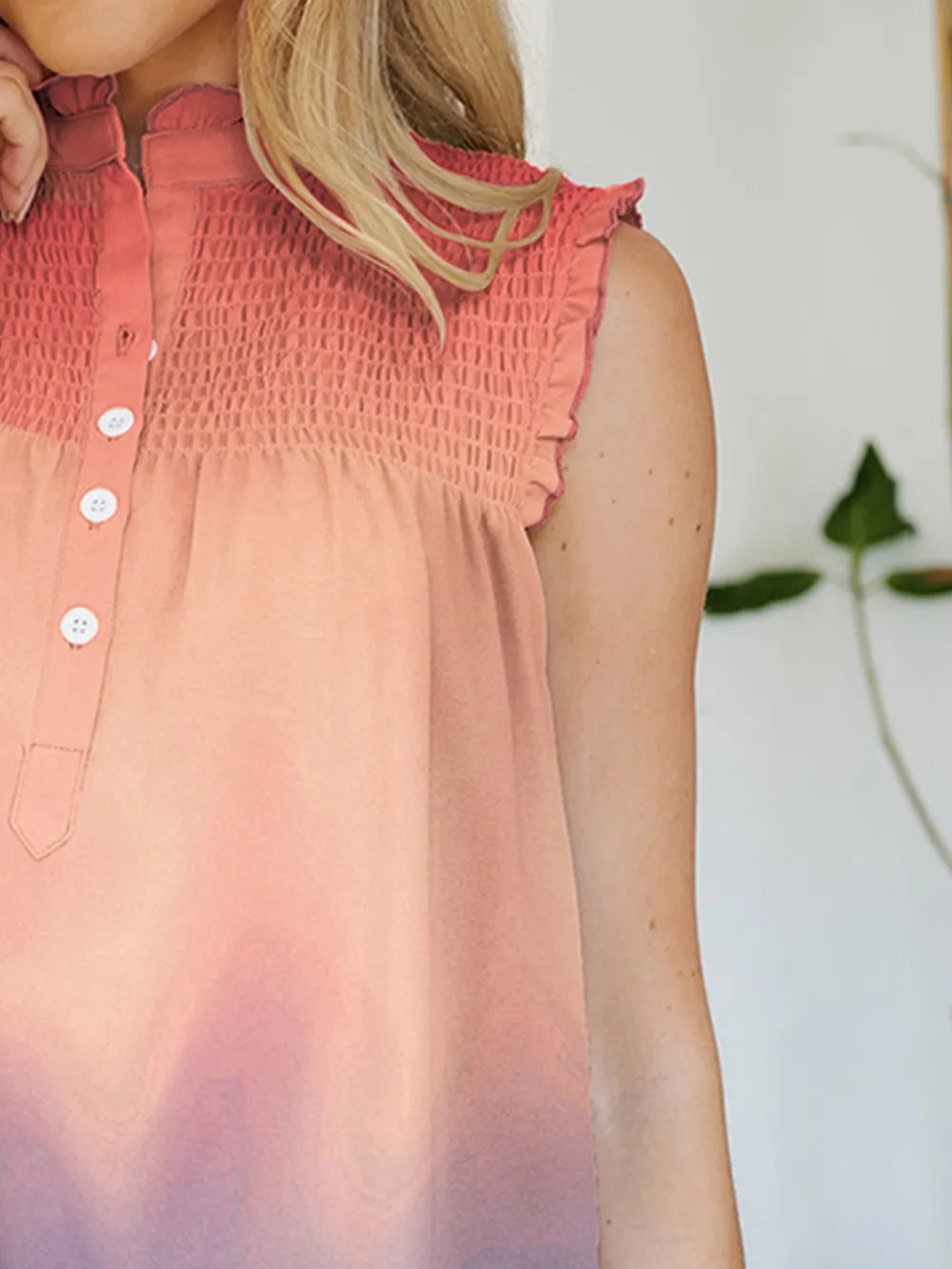 Blouse Top Casual Chic Striped Mock Neck Flowy Elegant