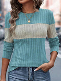 Color Block Round Neck Sweater for Women