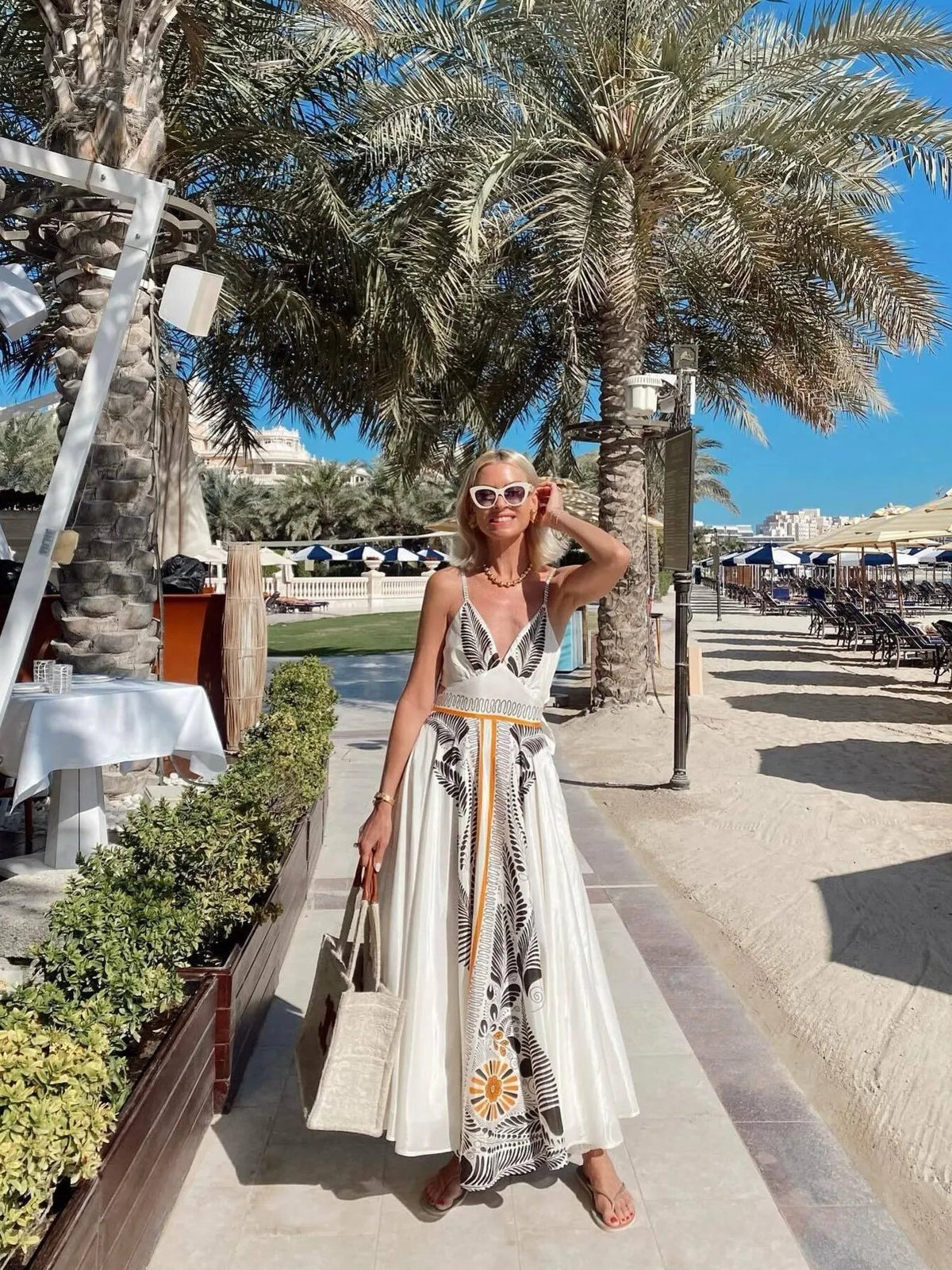 Printed V-Neck Cami Dress for Women