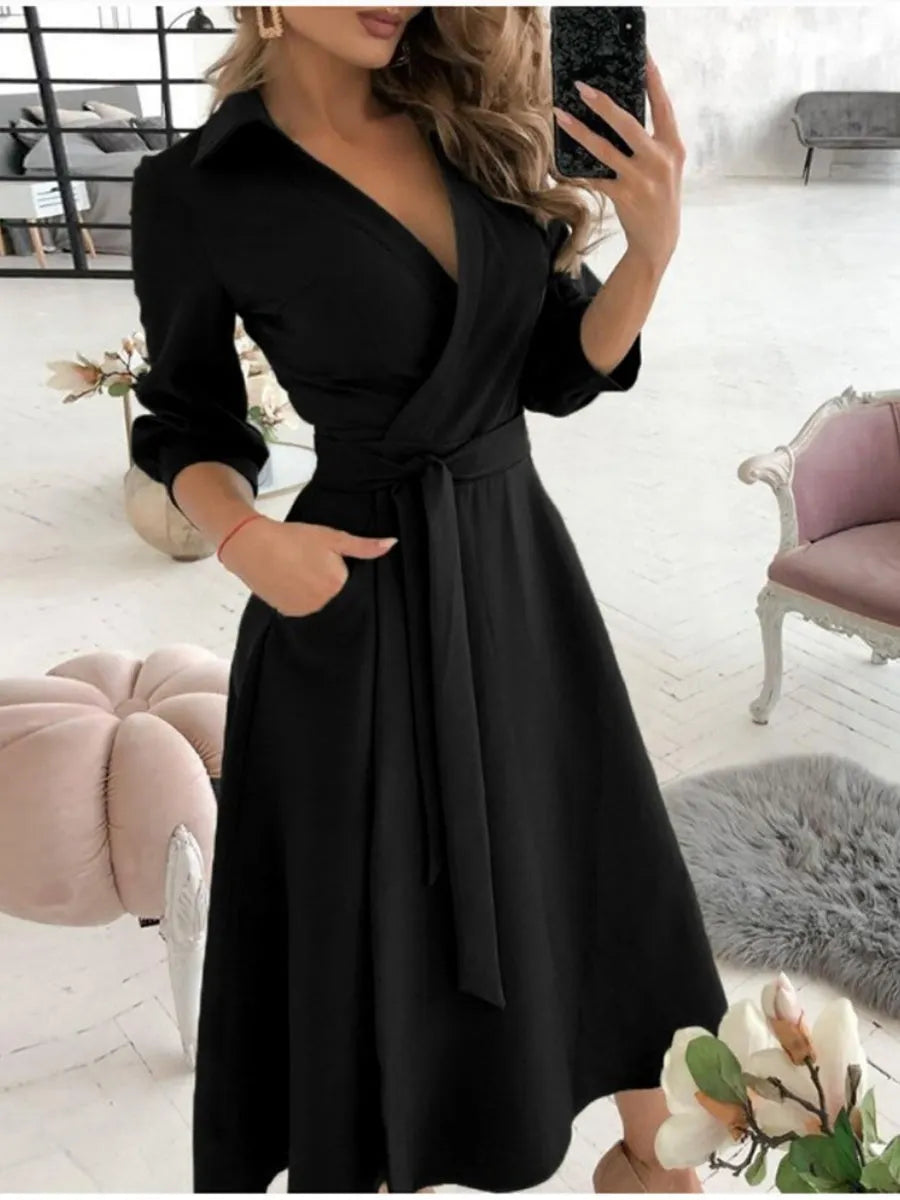 Lace Up Shirts Irregular Printed Maxi Dresses