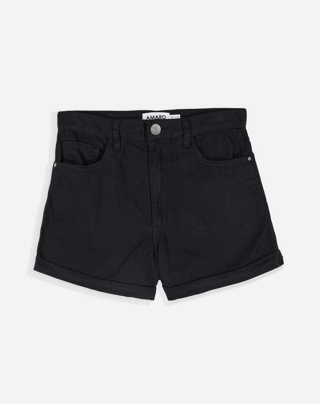 Black Women's Denim Shorts with Cuff