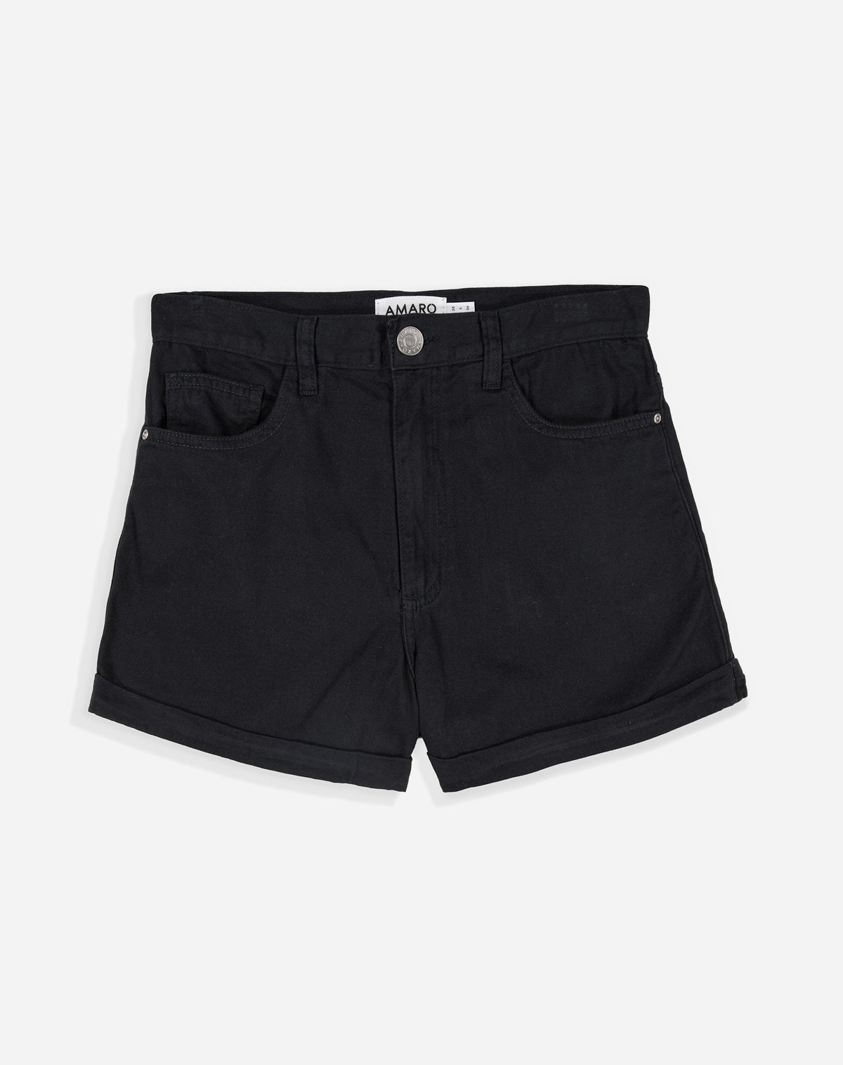 Black Women's Denim Shorts with Cuff