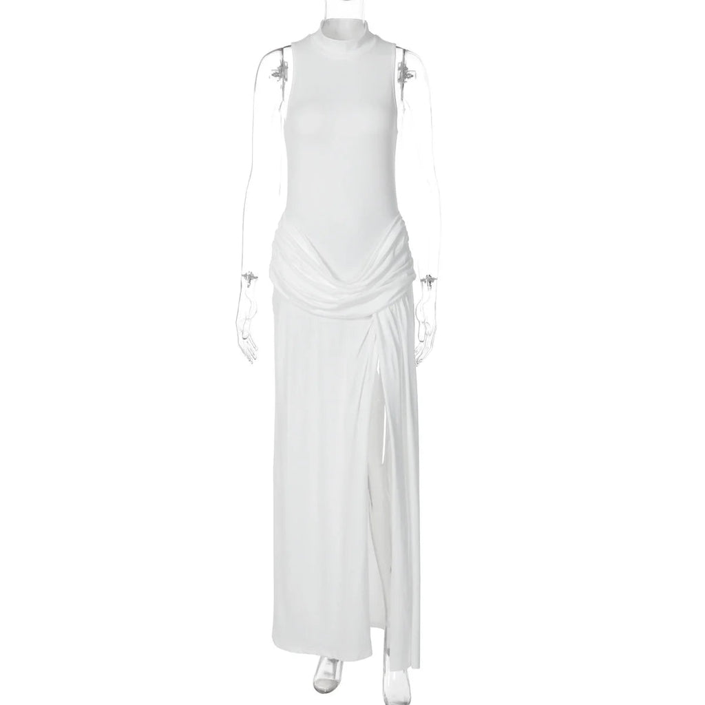 High Neck Slit Maxi Dress