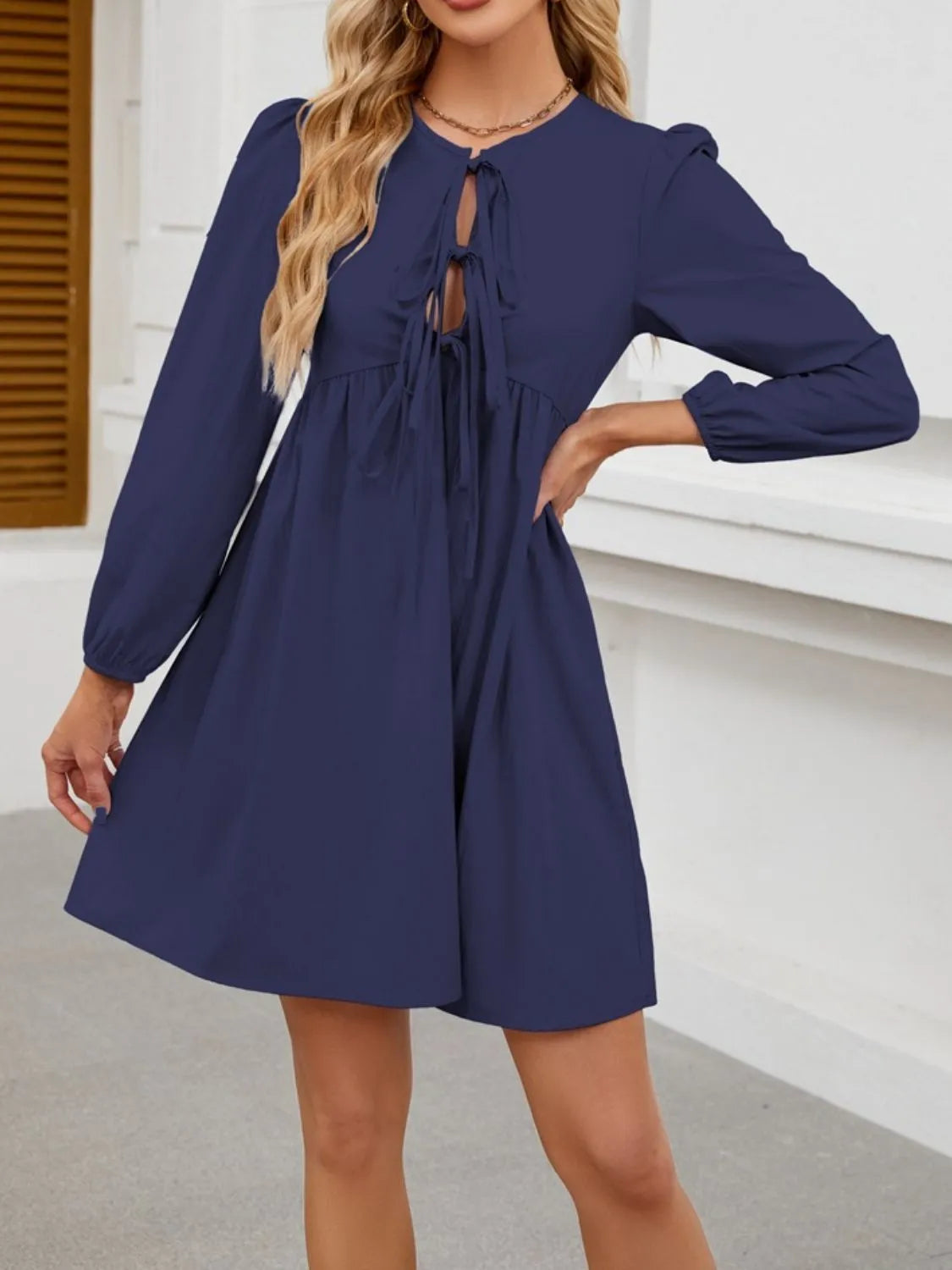 Mini Dress Boho Tie Front Babydoll Ruched Cocktail