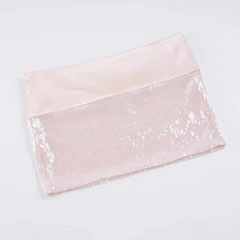 Pink Sequin Low Waist Mini Skirt