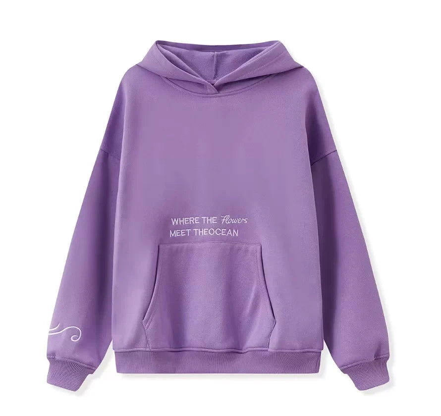 Laylanie Ocean Flower Embroidered Hoodie