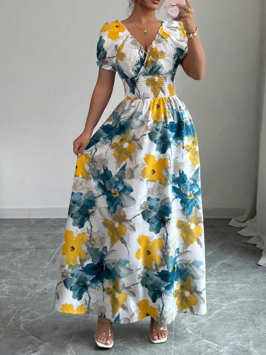 V-neck Floral Grace Maxi Dresses