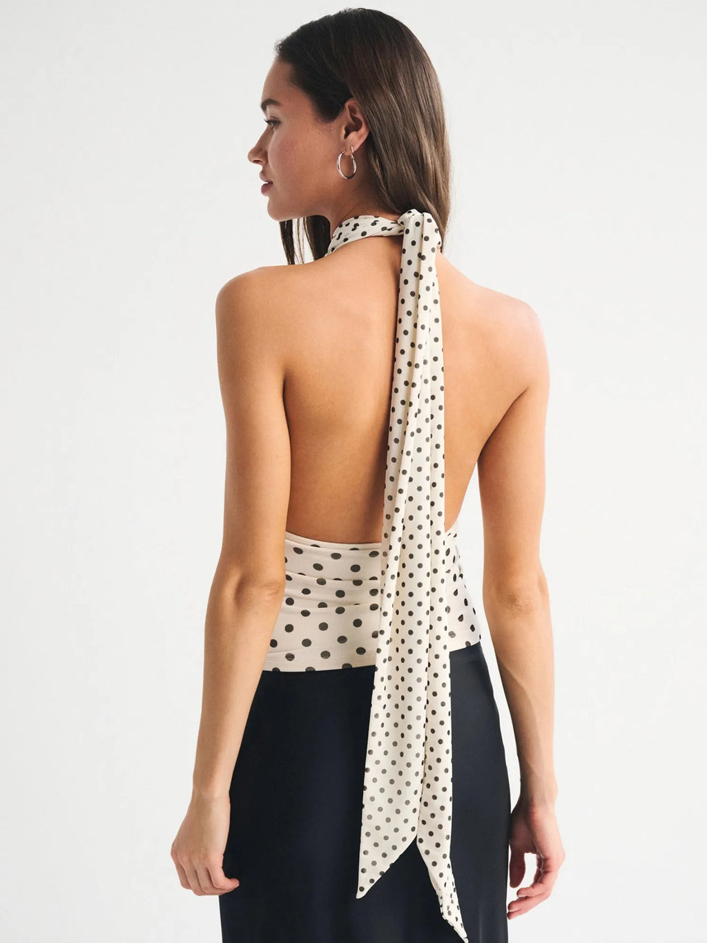 Polka Dots Neckband Cross Straps Backless Tank Tops