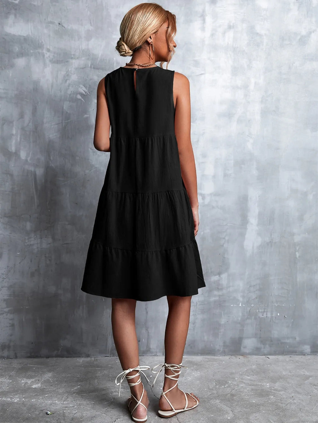 Shift Mini Dress Sleeveless Casual Flowy Chic Boho