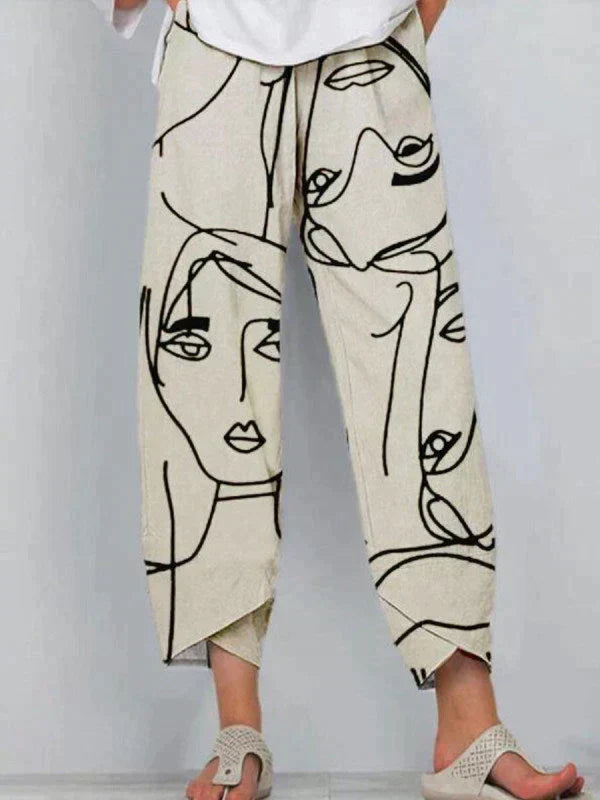 Light Pants with Abstract Print for Women