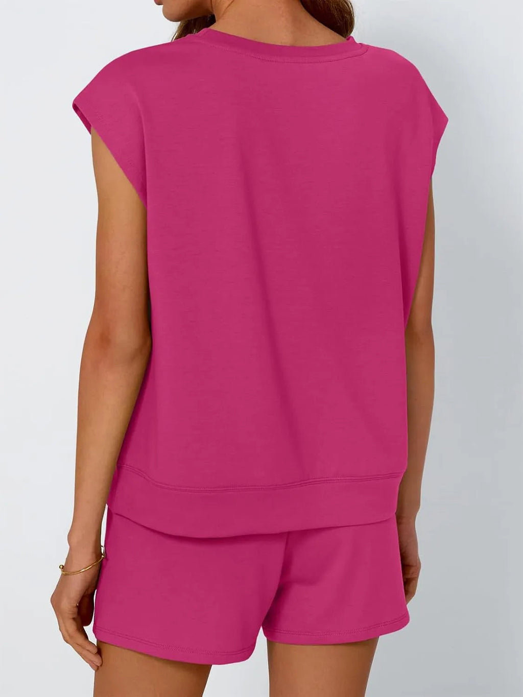 Outfit Set Minimalist Cap Sleeve Top & Drawstring Short