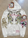 Tattoo Ghost 3D Print Zip-up Long Sleeve Hoodie