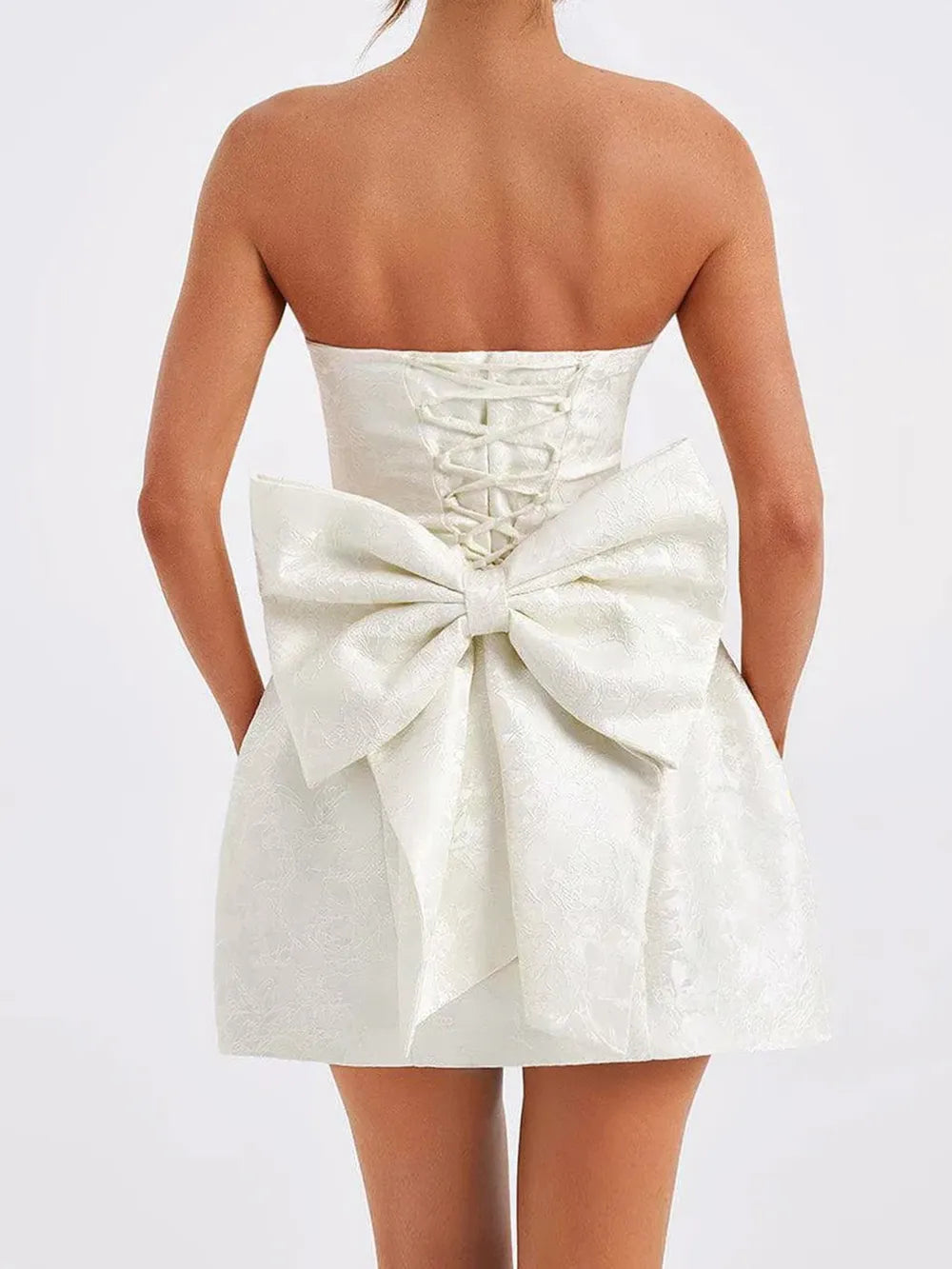 Mini Dress Lace-Up Bow Opaque Satin Basic Versatile