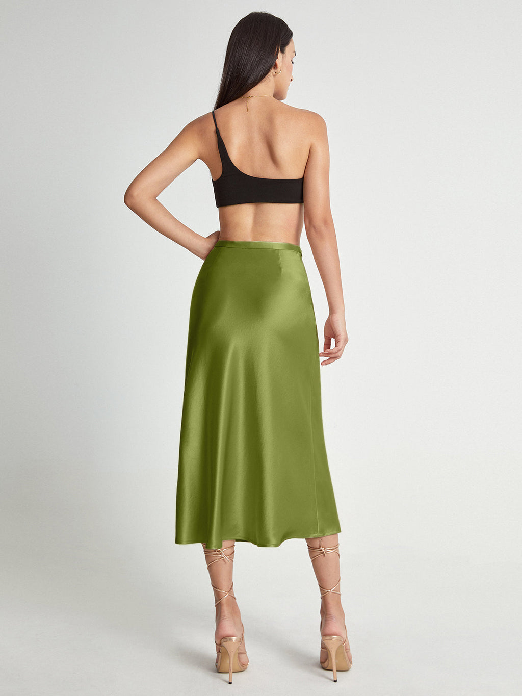 Emma - Satin Midi Skirt Elegant High Waist