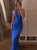 Halter Neck Pleated Maxi Dress