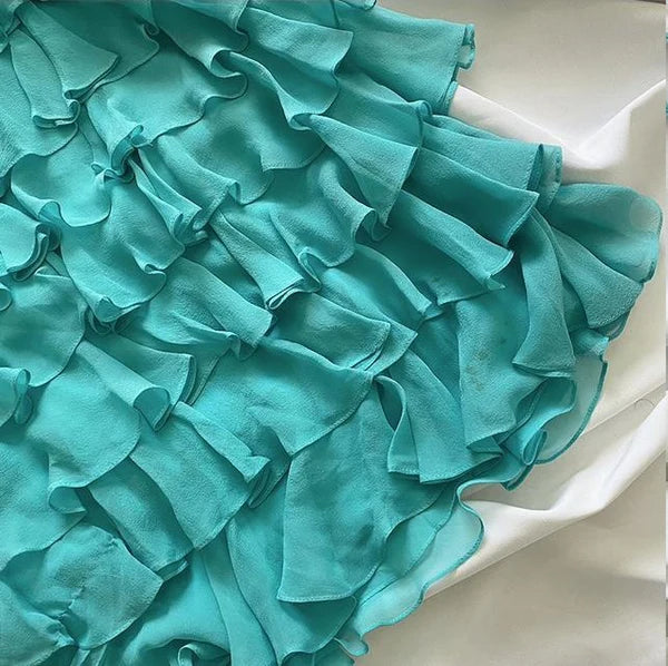 Blue ruffled fairy chiffon homecoming dress party dress birthday dress prom dress