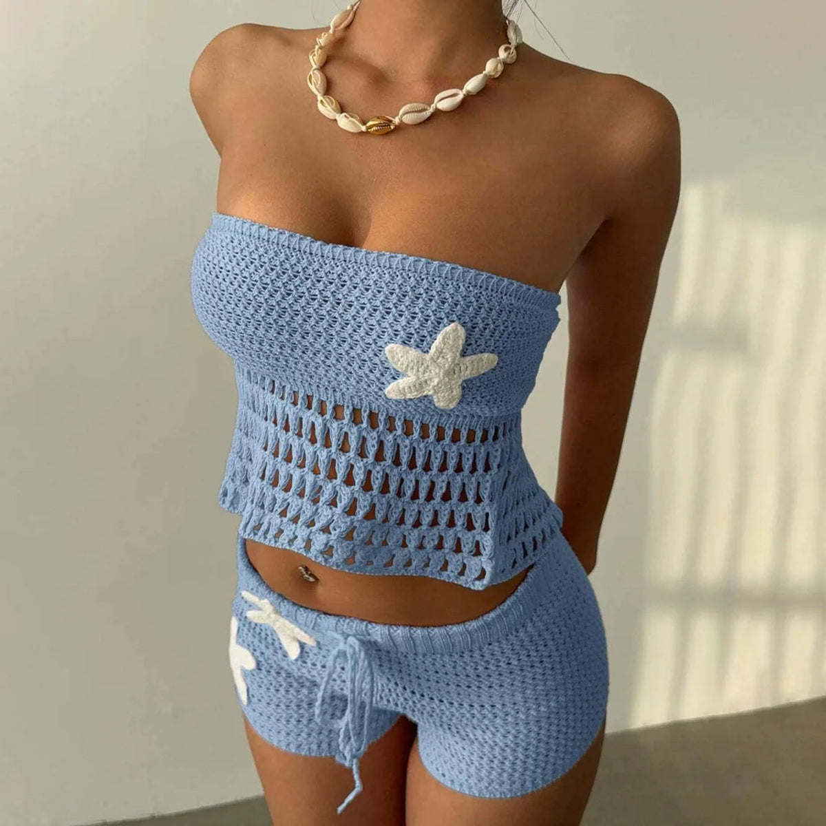 Kalli Crochet Starfish Shorts Set