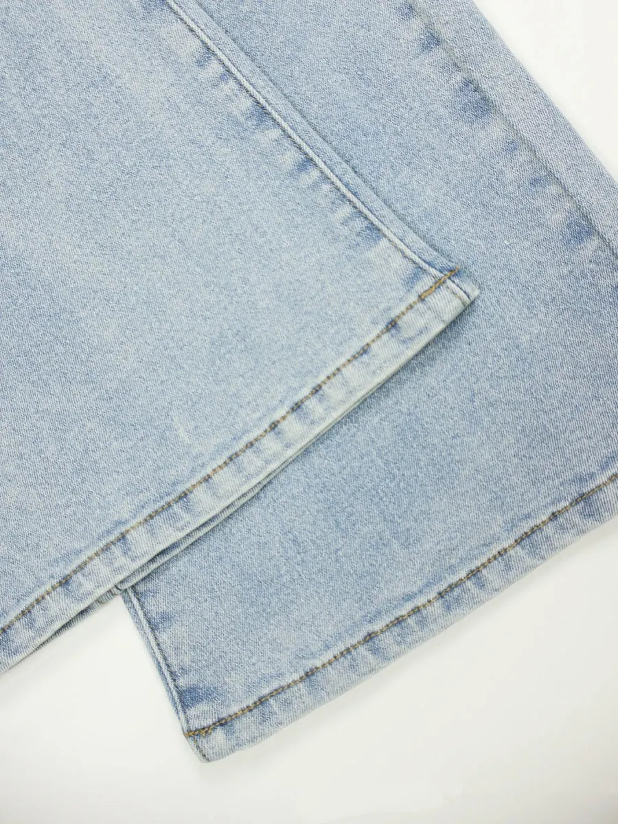 Washed Slim-fit High Stretch Low-rise Flared Jeans