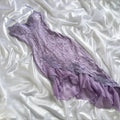 Purple Delicate Lace Slim Fit Long Ball Gown Elegant Party Dress Evening Gown