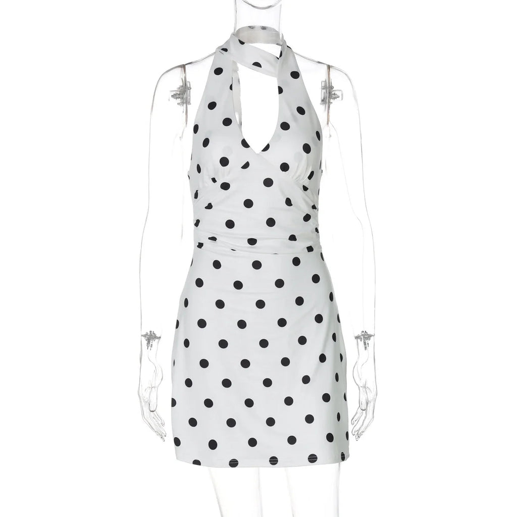Polka Dot Halter Mini Dress