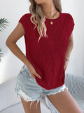Top Cable Knit Cap Sleeve Sweater Vest Trendy Stretchy
