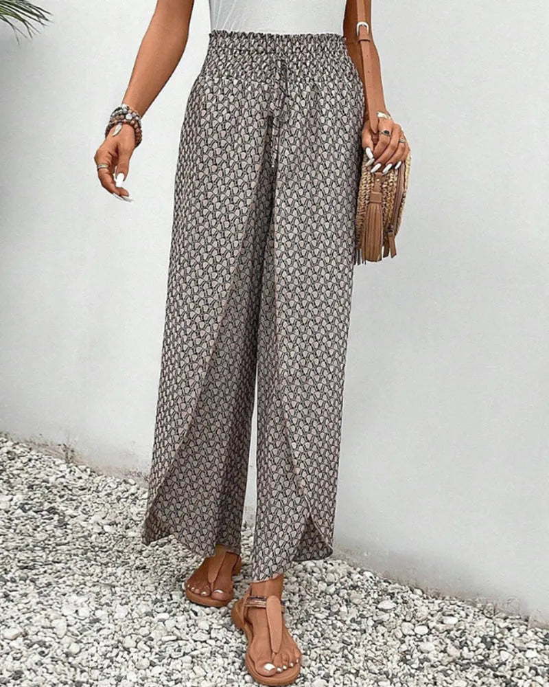 Sophie-Rae - Airy High Waist Pants with Bohemian Print