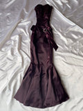 Flower Embroidered Ruffled Sleeveless Tube Satin Mermaid Maxi Dresses Fairytale Drexss