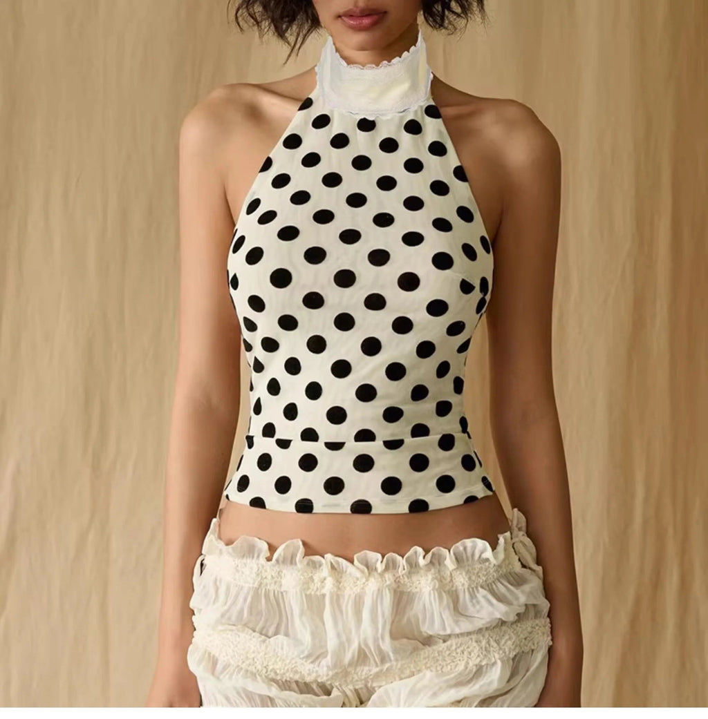 Polka Dot Halter Neck Top