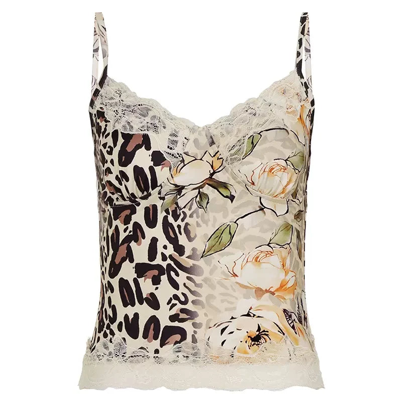 Lilith Leopard Floral Lace Camisole