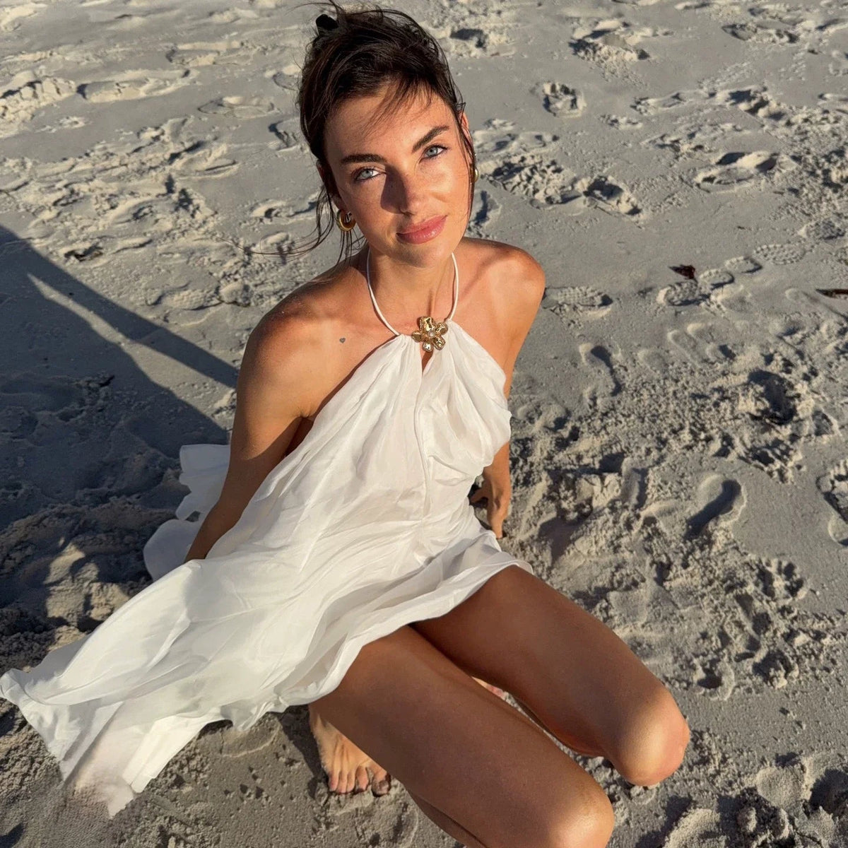 Colbie Halter Flower Mini Dress