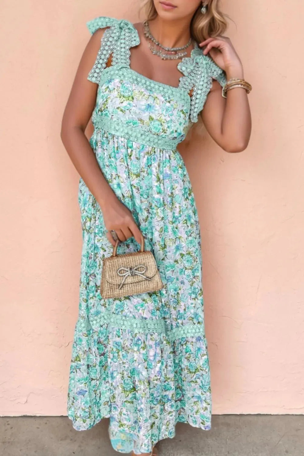 Maxi Dress Floral Lace Detail Chic Elegant Cocktail