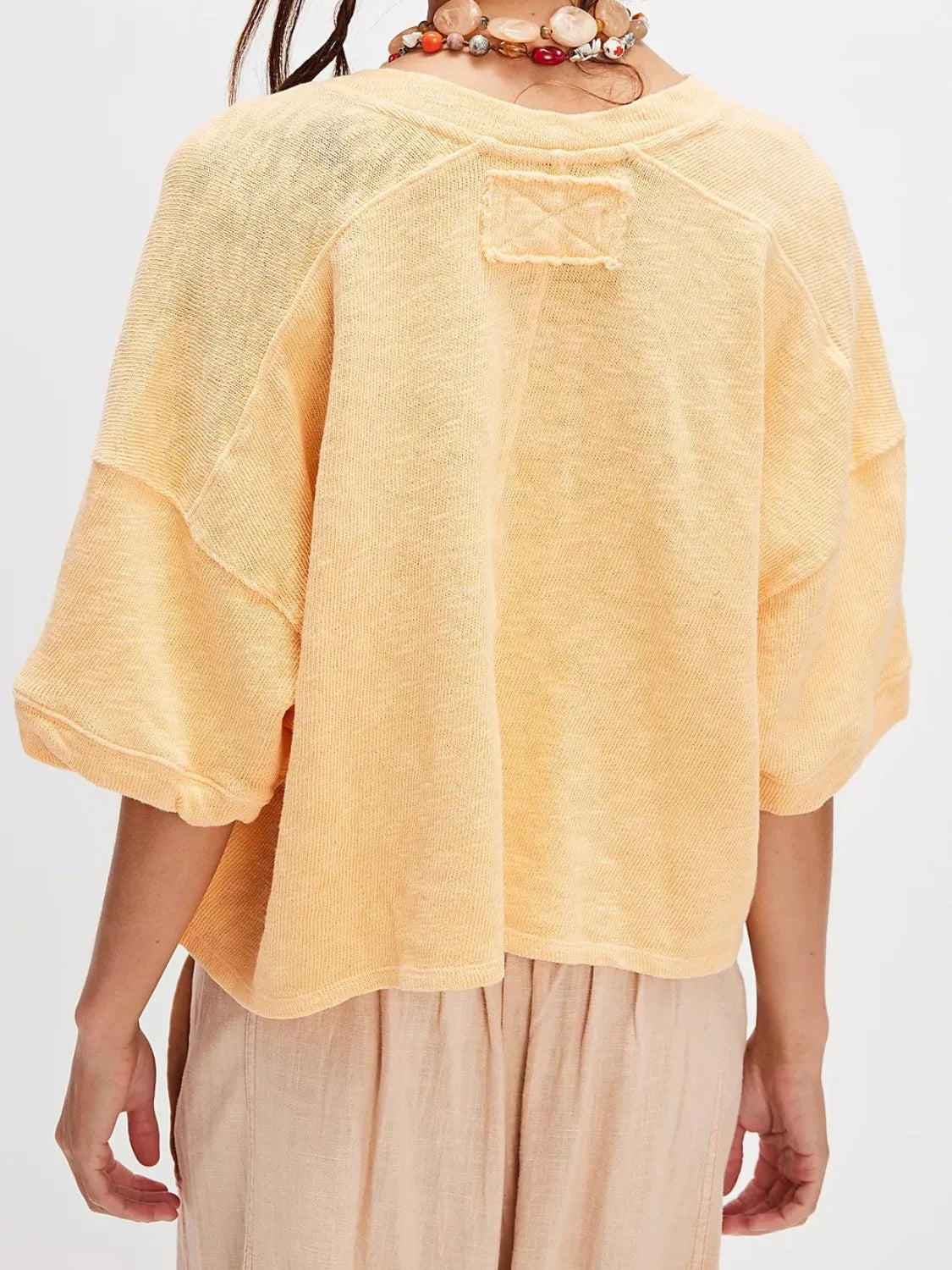 Shirt Basic Oversized Half Sleeve Button Front Boho