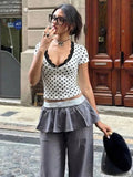 Kirra Polka Dot Lace Trim Top